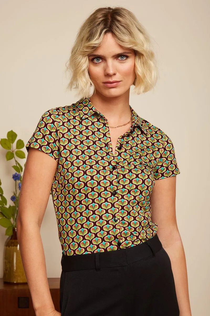 King Louie blouse Indy delphinium green