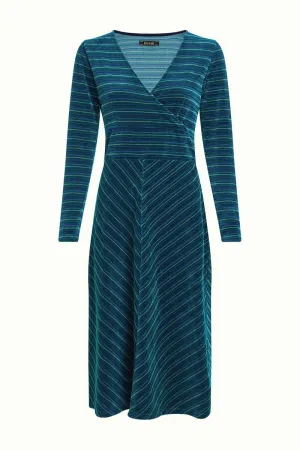 King Louie Lot Midi Dress Moda Stripe Lapis Blue