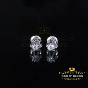 King of Bling's 0.10ct Silver Moissanite European cut White Buttercup Stud Earings for Women