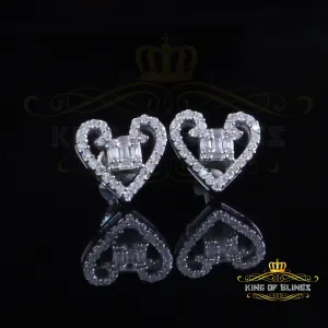 King of Bling's 0.50ct Baguette VVS D Moissanite Men/Womens 925 Silver White Heart Stud Earring