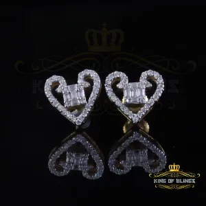 King  of Bling's 0.50ct Baguette VVS 'D' Moissanite Men/Womens 925 Silver Yellow Heart Earring