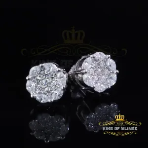 King of Bling's 1.00ct moissanite White flower 925 Silver Women'sMarquise Stud Earrings VVS' D