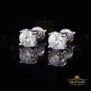 King of Bling's 2.50ct VVS 'D' Moissanite Men's/Womens 925 Silver White Round Stud Earrings