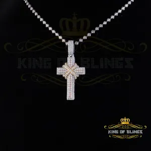 King Of Bling's 925 Sterling White Silver 2.00ct VVS D Clr.Moissanite Cross Pendant Men/ Women.