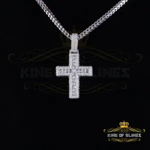 King Of Bling's 925 Sterling White Silver 4.50ct VVS D Clr Moissanite Cross Pendant Men/ Womens