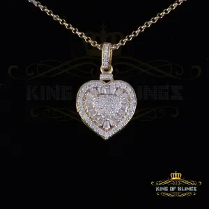 King Of Bling's 925 Sterling Yellow Silver 1.00ct VVS D Clr. Moissanite Heart Pendant for Womens