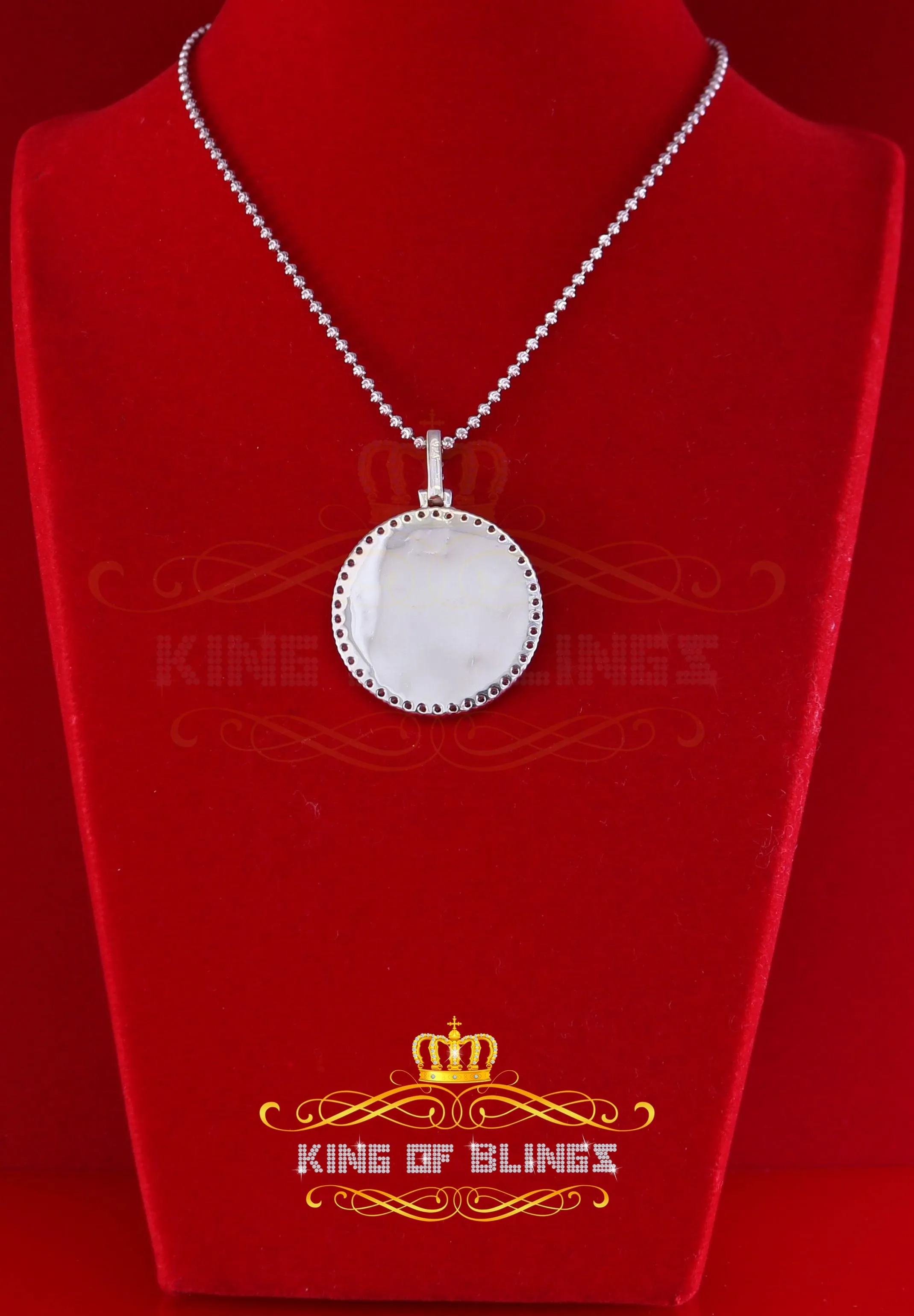 King Of Bling's Attractive 925 Sterling White Silver Pendant Round with 2.82ct Cubic Zirconia