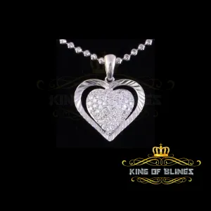 King Of Bling's Fancy Special 925 Sterling Silver Heart White Pendant with 0.49ct Cubic Zirconia