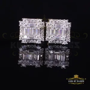 King  of Bling's Men's/Women's 925 Silver Yellow 0.50ct VVS 'D' Moissanite Baguette Stud Earrings