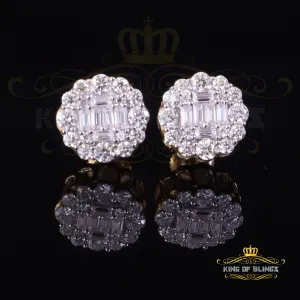 King  of Bling's Men's/Women's 925 Silver Yellow 1.00ct VVS 'D' Moissanite Round Stud Earrings