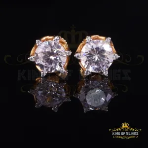 King  of Bling's Men's/Women's 925 Silver Yellow 1.50ct VVS 'D' Moissanite Round Stud Earrings