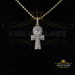 King Of Bling's New Ankh Pendant 925 Yellow Silver Sterling 3.50ct VVS D Moissanite Men's/Womens