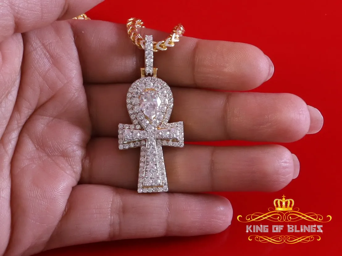 King Of Bling's New Ankh Pendant 925 Yellow Silver Sterling 3.50ct VVS D Moissanite Men's/Womens