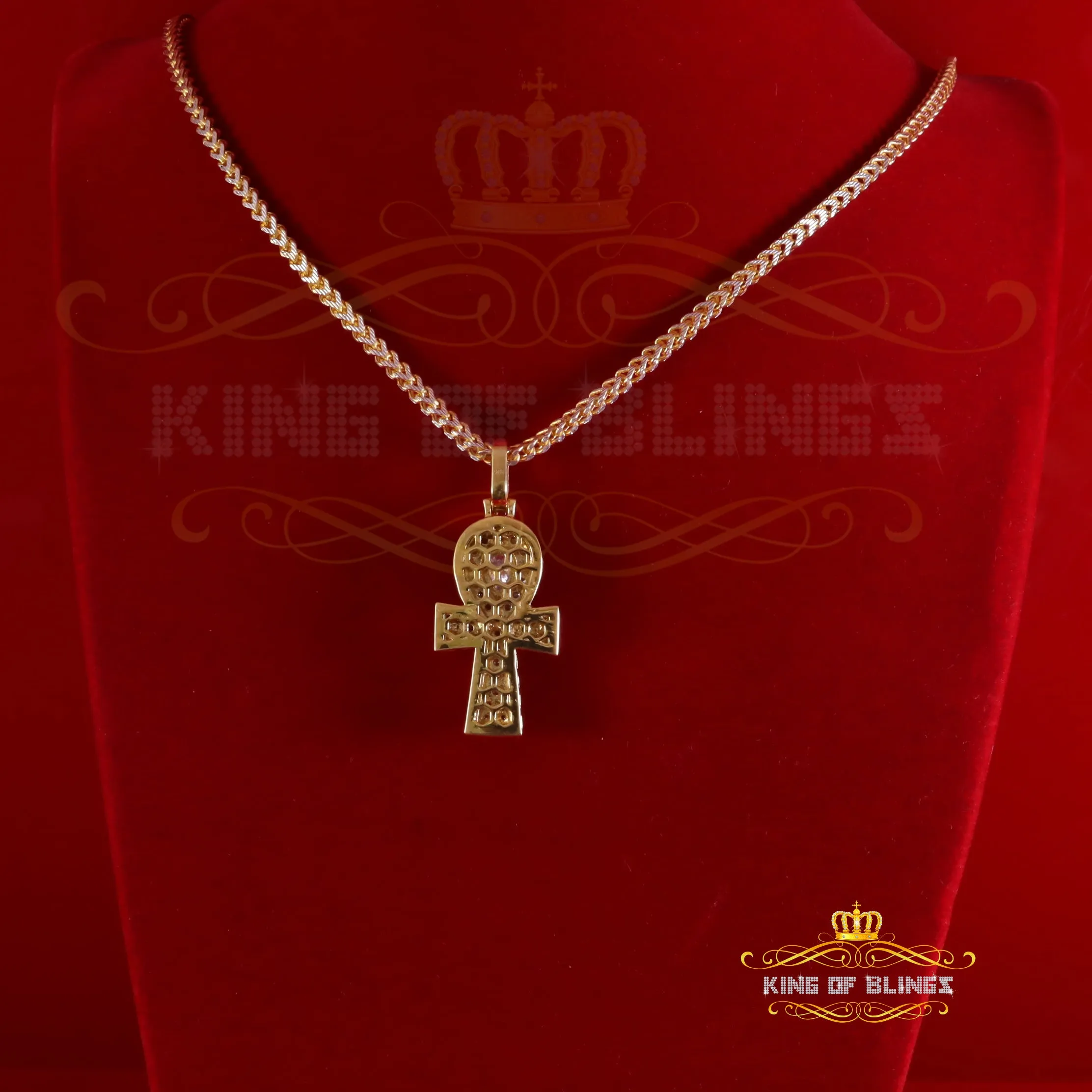 King Of Bling's New Ankh Pendant 925 Yellow Silver Sterling 3.50ct VVS D Moissanite Men's/Womens