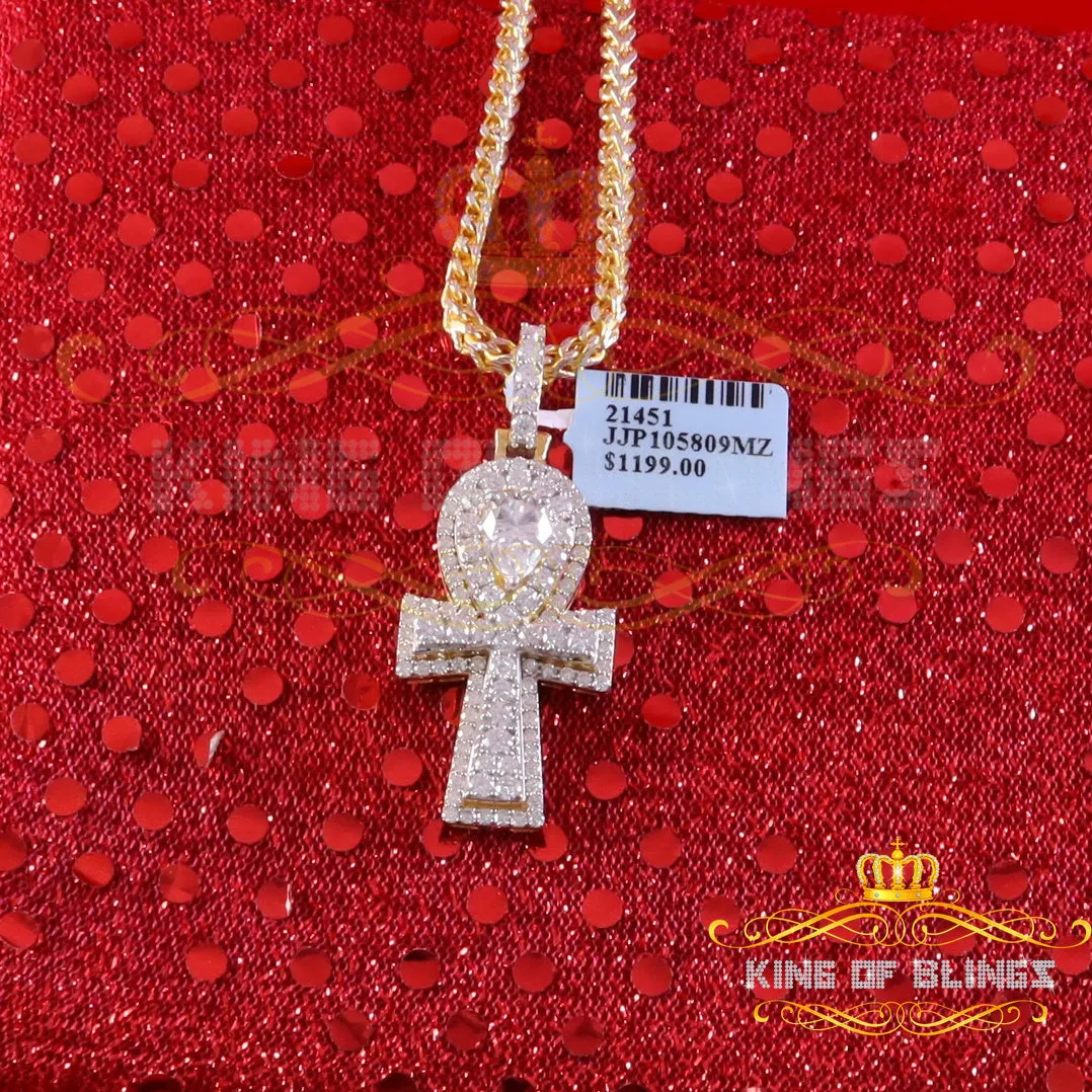 King Of Bling's New Ankh Pendant 925 Yellow Silver Sterling 3.50ct VVS D Moissanite Men's/Womens