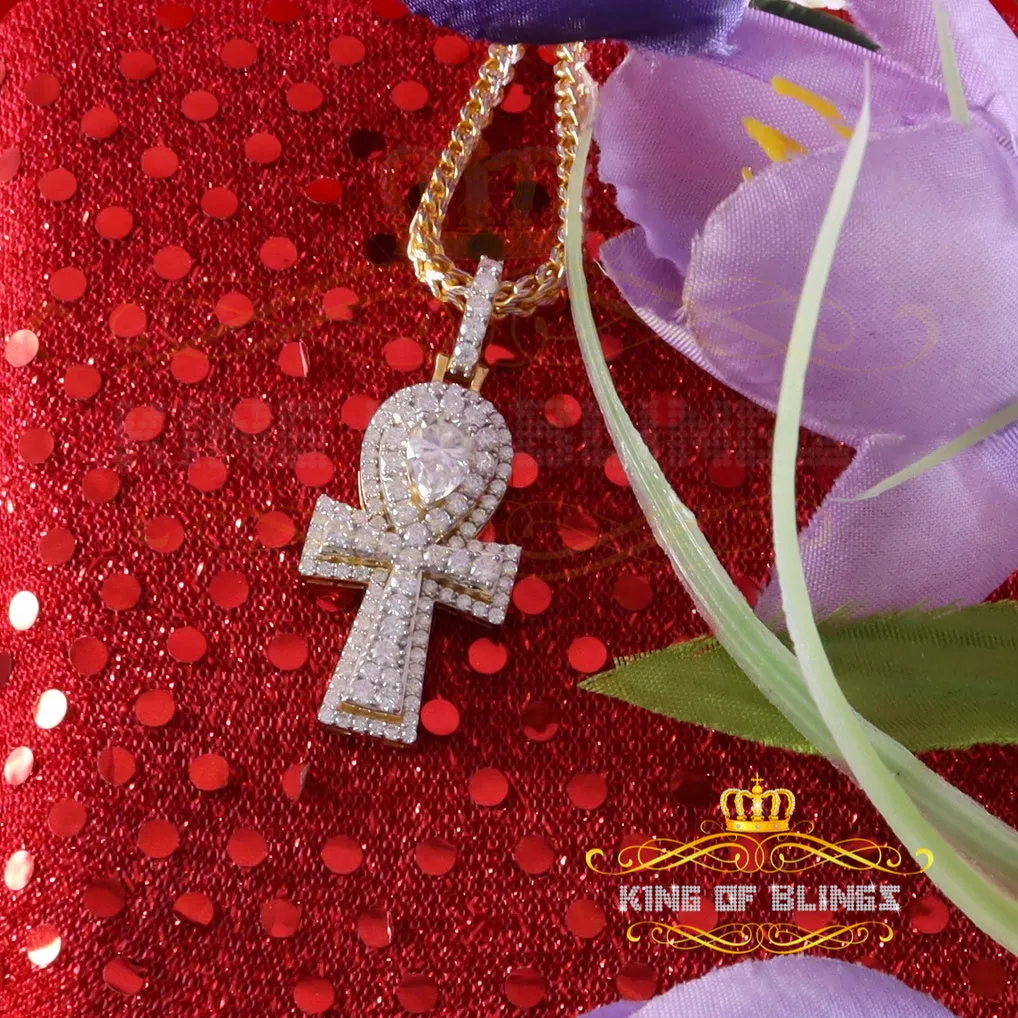 King Of Bling's New Ankh Pendant 925 Yellow Silver Sterling 3.50ct VVS D Moissanite Men's/Womens