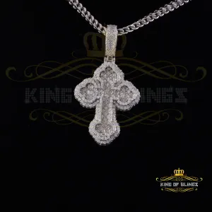 King Of Bling's New Buttony Cross 925 Silver White 4.50ct VVS D Moissanite Pendant Men's/Womens