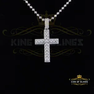 King Of Bling's New Moissanite 2.50ct VVS D Clr. Charm Cross Pendant 925 White Silver for Men