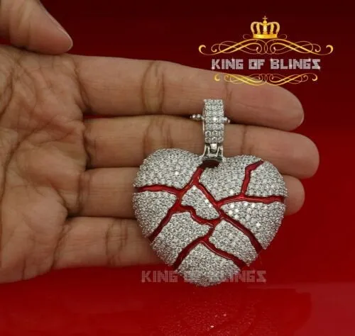 King Of Bling's "Heart"Broken Shape 925 Silver White 20.01ct Cubic Zirconia