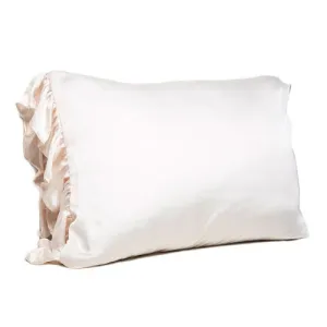 King Satin Ruffle Pillow - Ivory