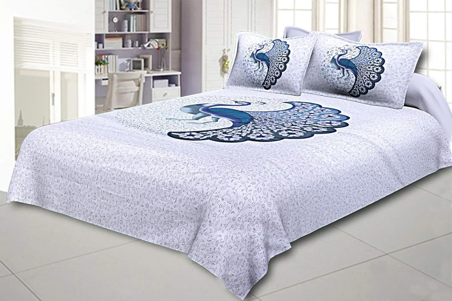 King Size Printed Pure Cotton Bedsheet with 2 Pillow Covers Soft and Attractive Bedsheet