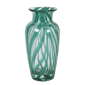 Kingfisher Green Swirl Glass Vase 29cm