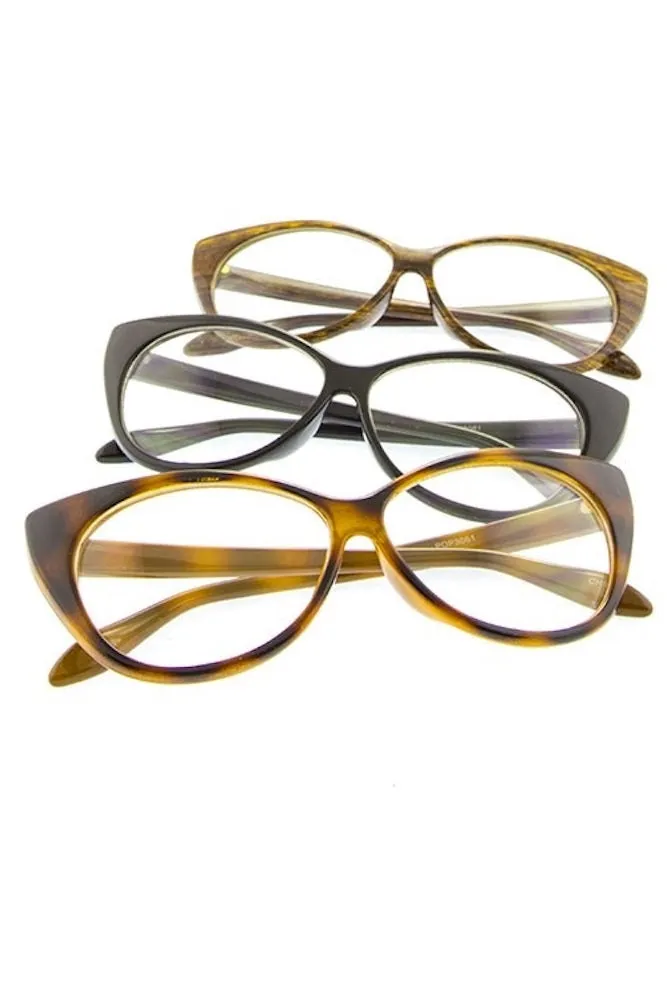 Kinny & Howie Clear Cat Eye Glasses Vintage Style Accessory