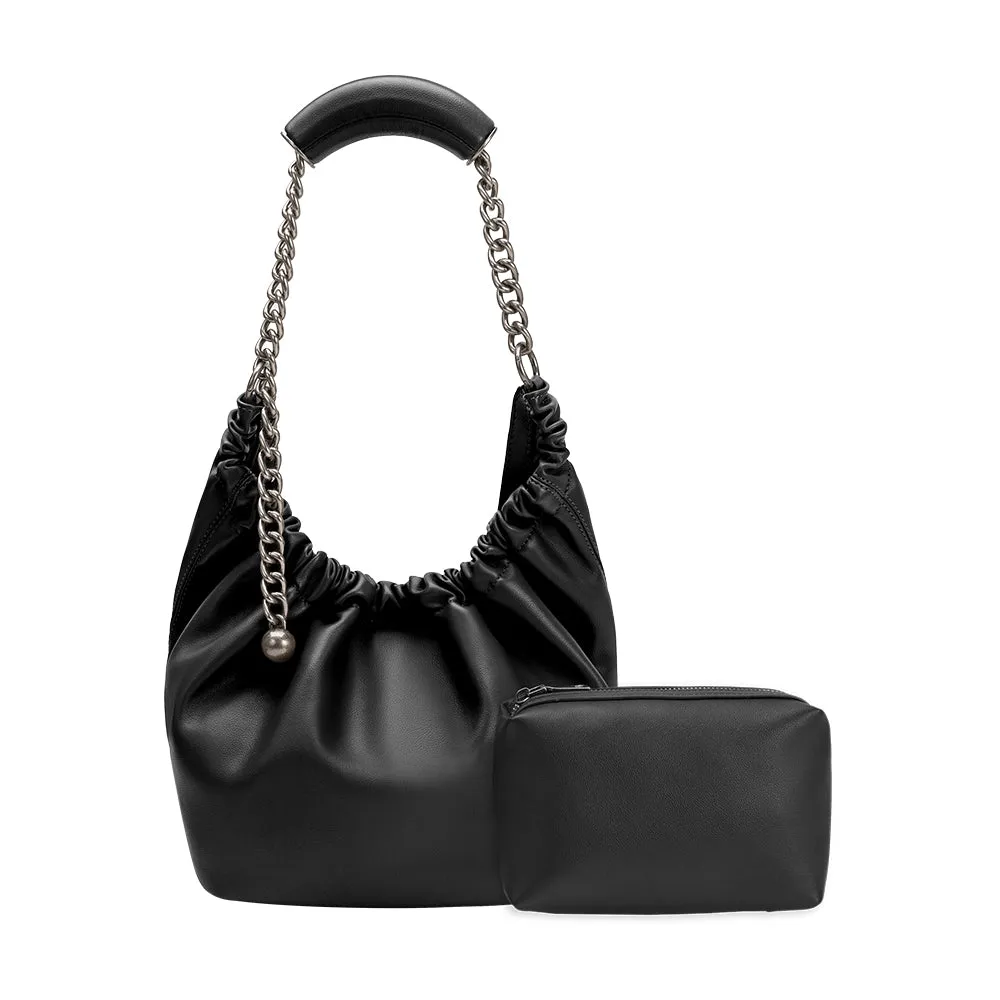 Kinsley Black Recycled Vegan Shoulder Bag - FINAL SALE