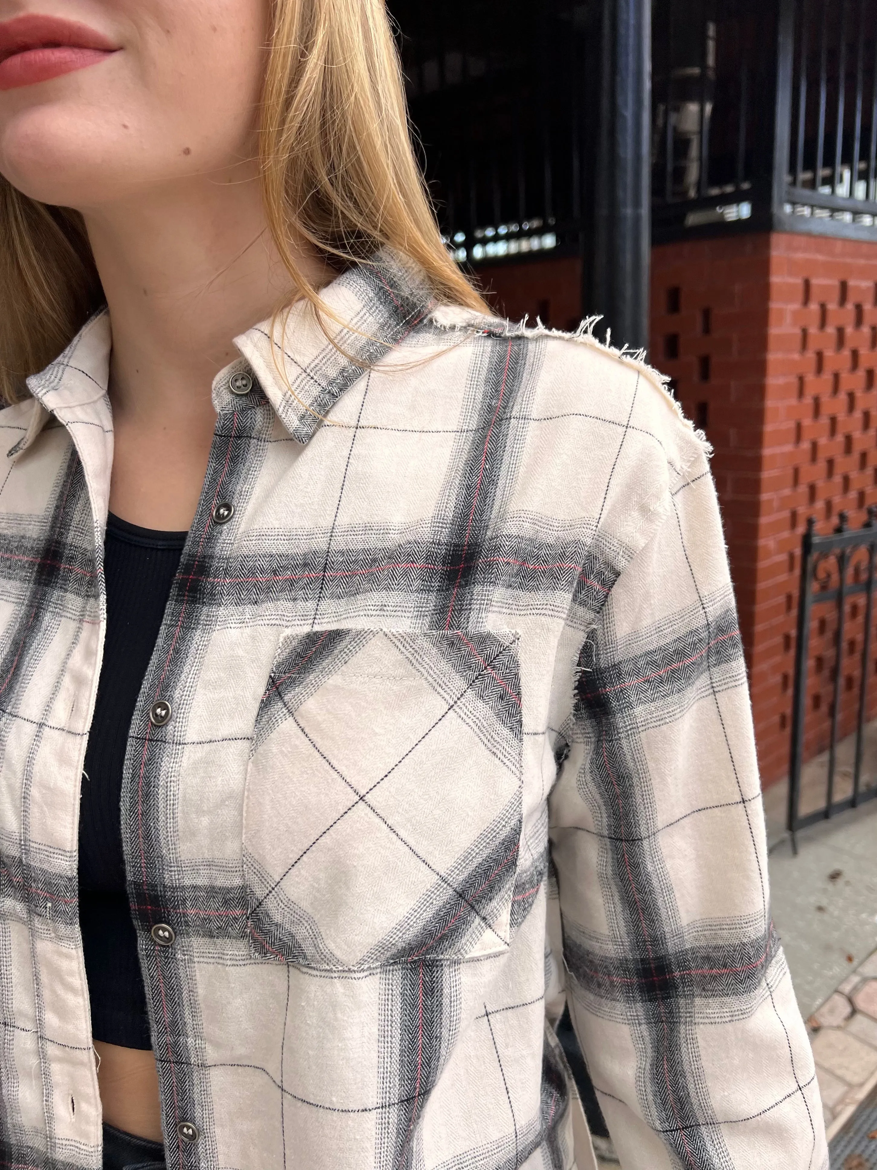 KINSLEY PLAID SHIRT IN WHITE