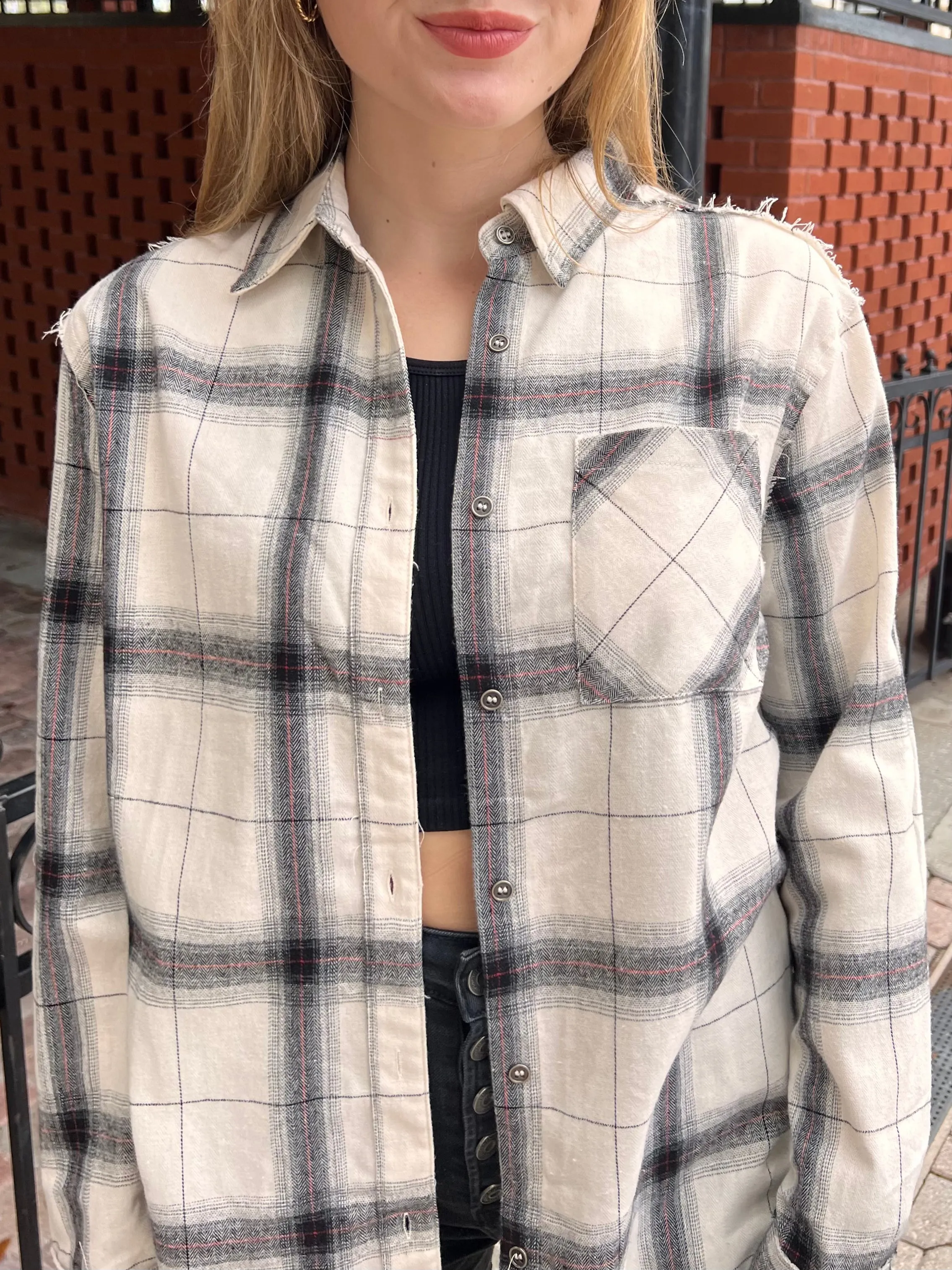 KINSLEY PLAID SHIRT IN WHITE