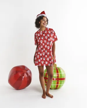 Kip & Co HoHoHo Red Organic Cotton Oversize T-shirt Nightie