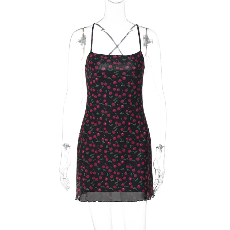 Kirby Cherry Print Mini Dress