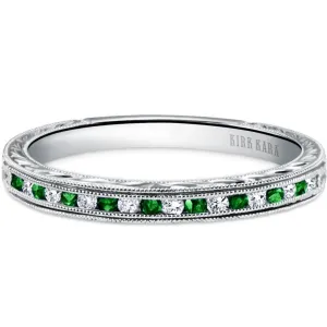 Kirk Kara "Charlotte" Channel Set Green Tsavorite Wedding Band