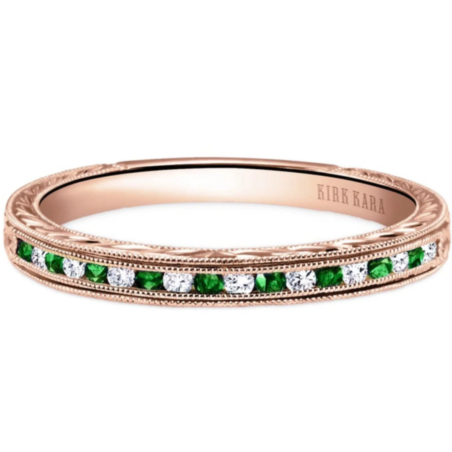 Kirk Kara "Charlotte" Channel Set Green Tsavorite Wedding Band