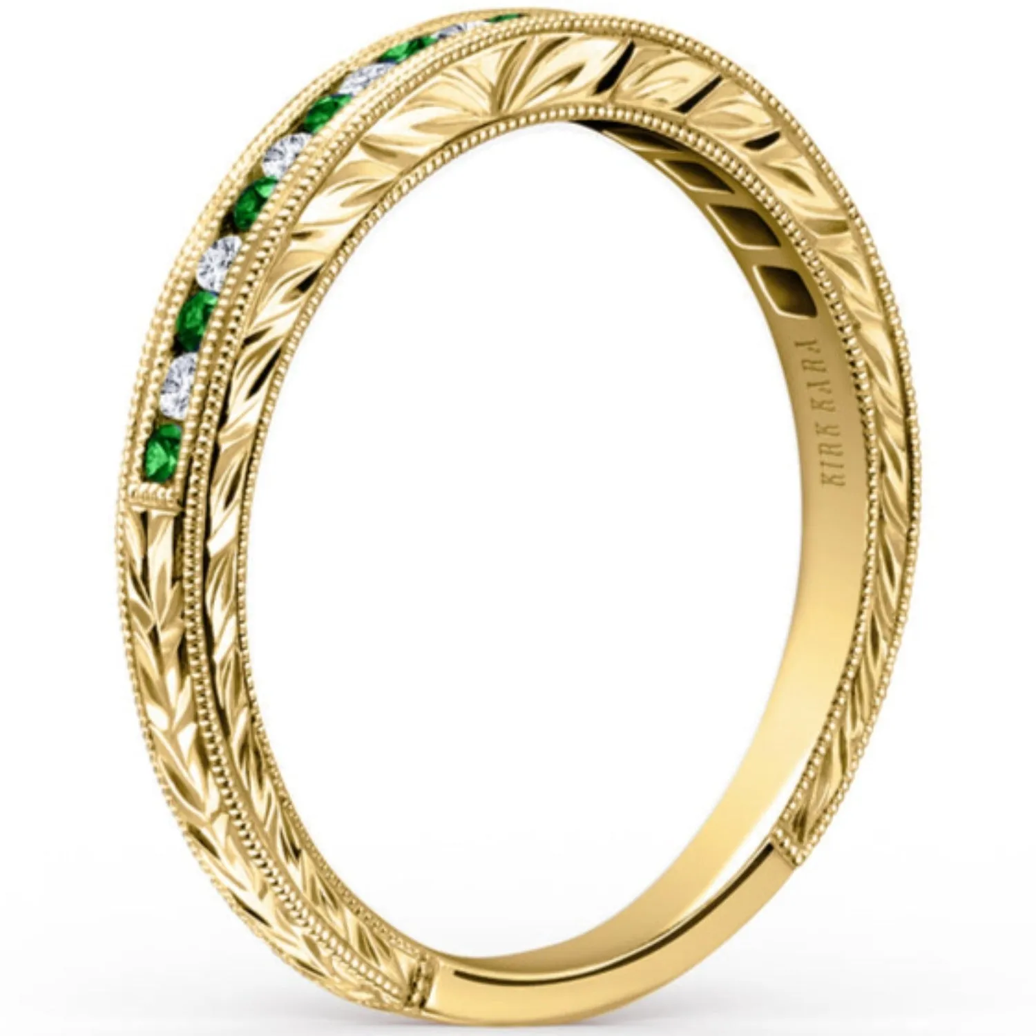 Kirk Kara "Charlotte" Channel Set Green Tsavorite Wedding Band