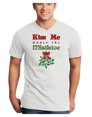 Kiss Me Under the Mistletoe Christmas Adult V-Neck T-shirt