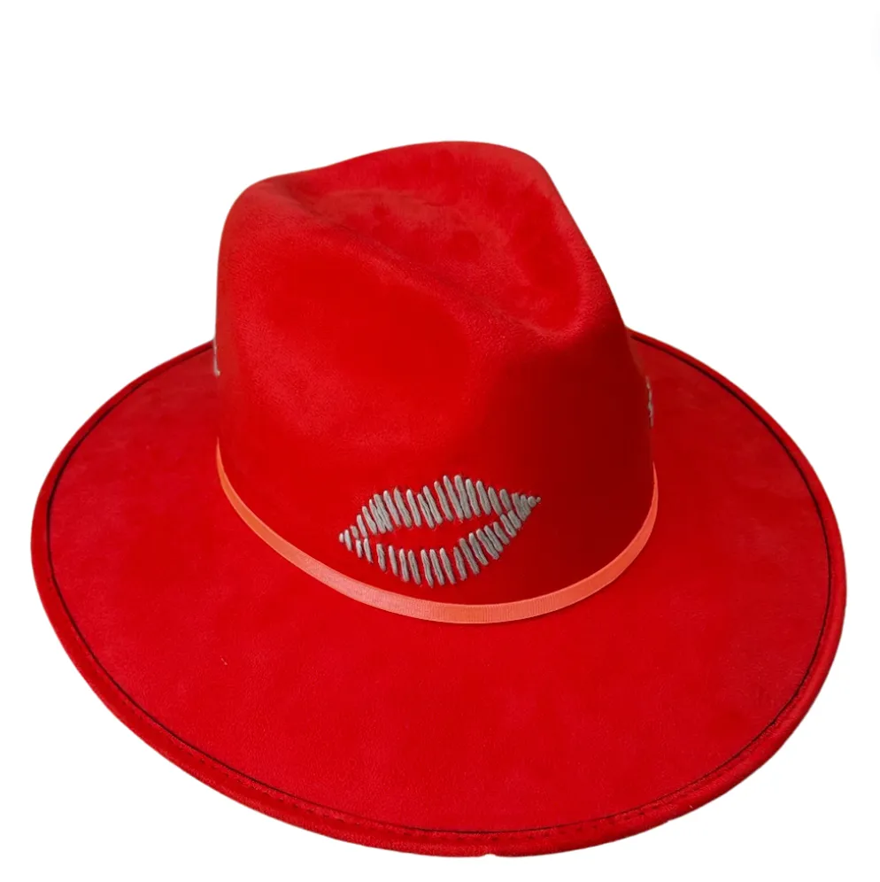 Kisses Design Hand Embroidered Cowboy Hat