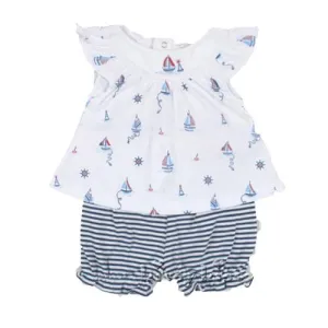 Kissy Kissy Sunsuit Set - Topsail Blue Stripe