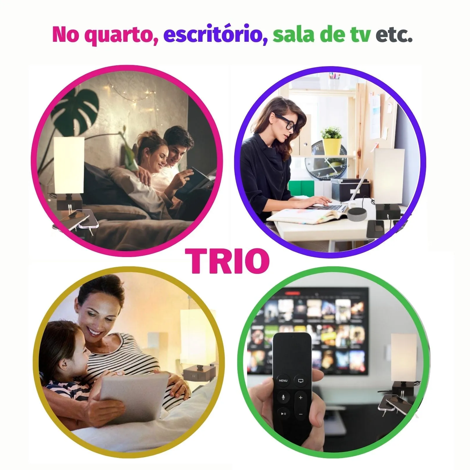 Kit 2 TRIO USB | 3 portas 2A 1C | Carga rápida | Tomada Extra