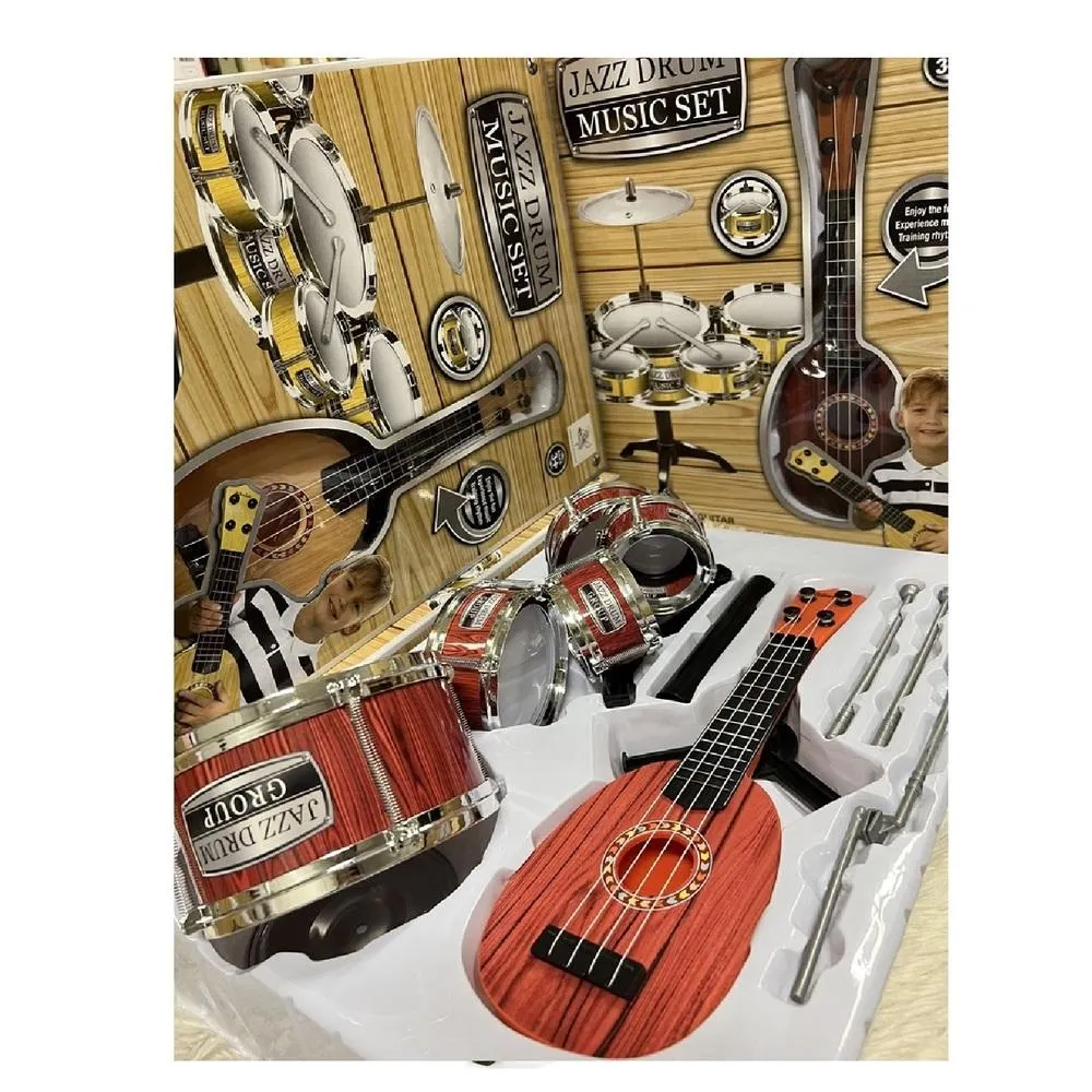 KIT BATERIA INFANTIL ROCK STAR VIOLAO ACUSTICO ESTILO PROFISSIONAL UKULELE BANDA