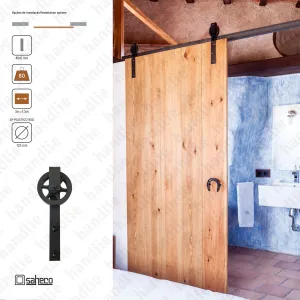 KIT.989.06 - Rustico Timber / SF - RUSTICO 80G  - até 80kg por porta - Portas até 1,5m - 1 Folha | SAHECO