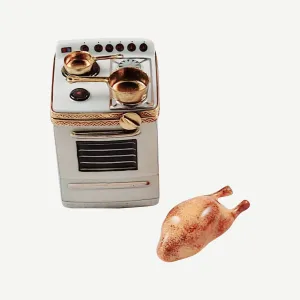 Kitchen Stove with pans and Chicken