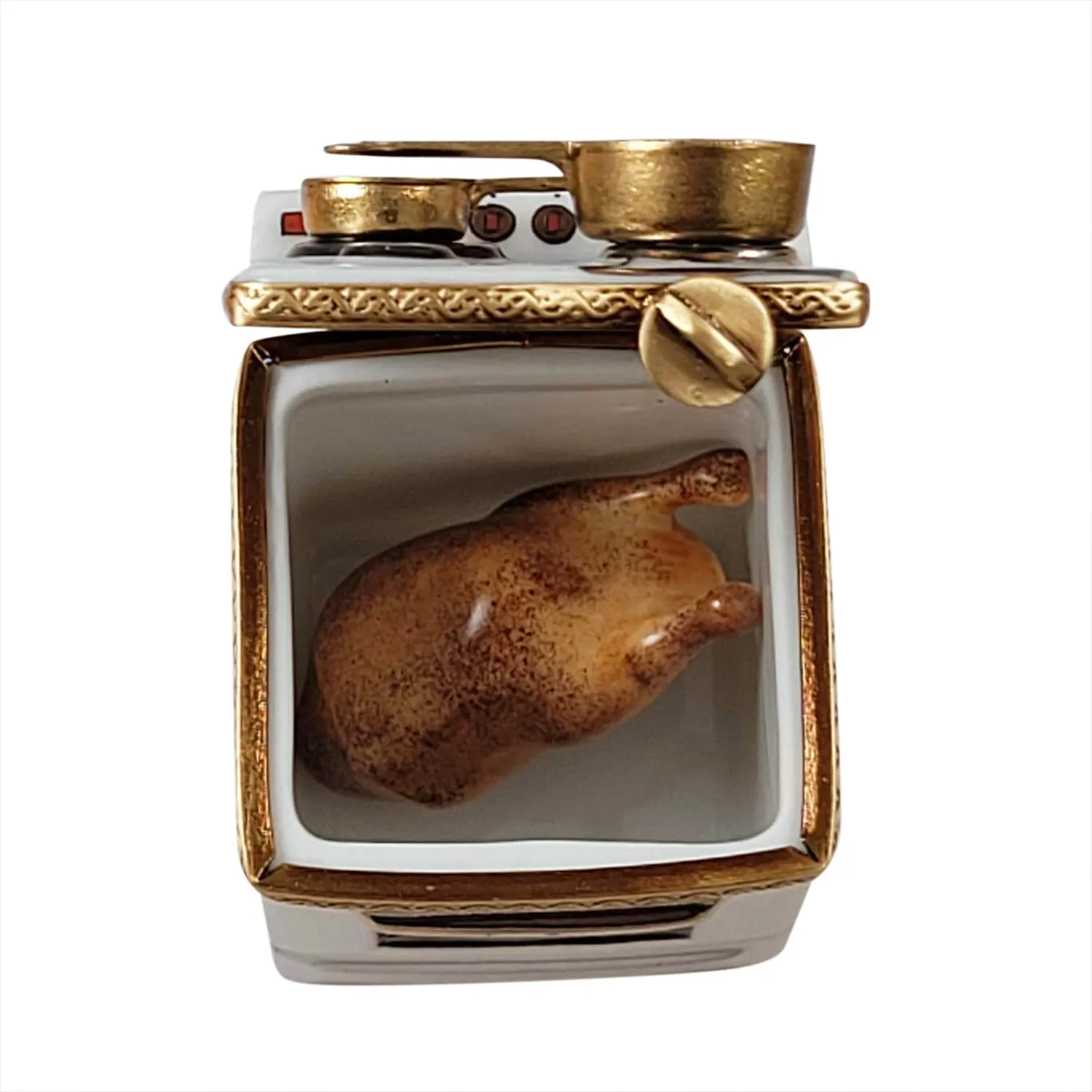 Kitchen Stove with pans and Chicken