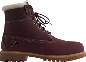 Kith x 6 Inch Premium Shearling Boot Burgundy, red