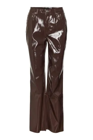 Kithy Loose Glossy Pants - Coffee Bean