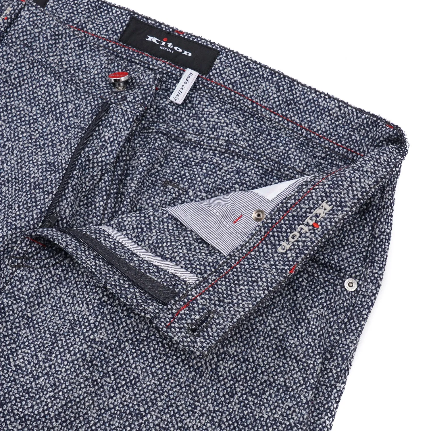 Kiton Slim Fit Five-Pocket Boucle Wool Pants