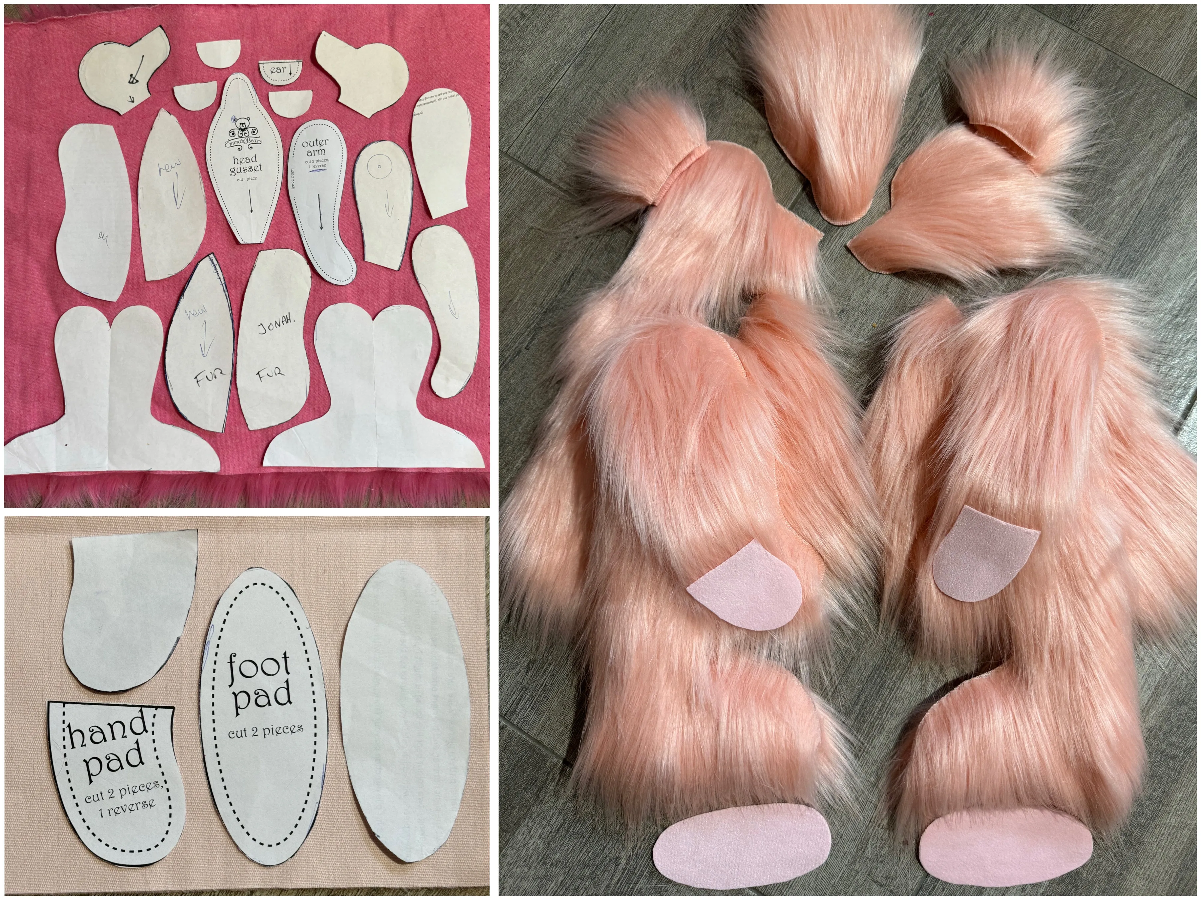 KITS - 13.5" Soda PEACH Faux Fur Bear