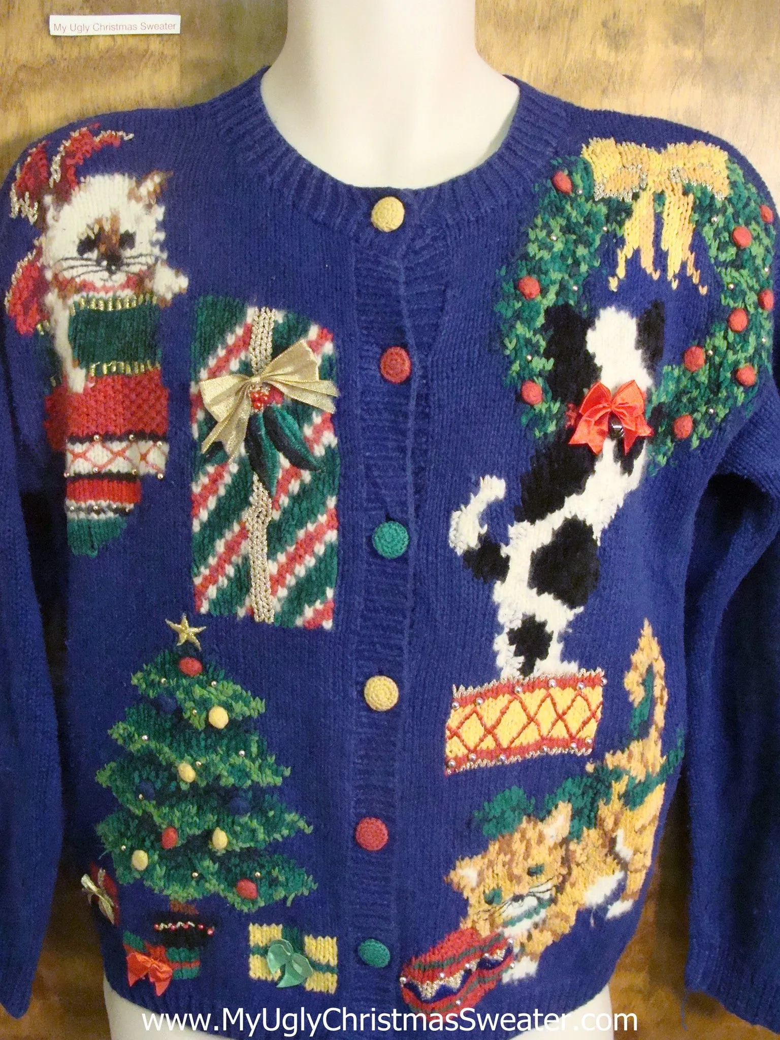 Kittens Playing in Decorations Funny Christmas Sweater