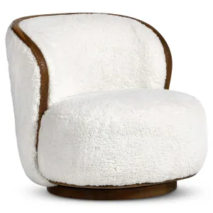 Kittridge Swivel Chair, Ivory Angora