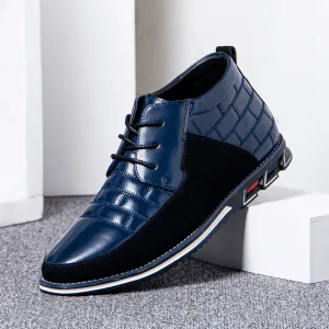 kkboxly kkboxly Men round Toe Comfy Soft Sole Lace-Up Business Casual Leather Ankle Boots